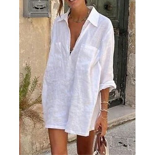 Robe en coton et lin Robe casual Femme Mini robe Mélange de Coton Moderne Décontractées Extérieur du quotidien Col de Chemise Poche Manches 3/4 Eté Printemps Automne 2023 Standard Blanche Plein S M L
Robe en coton et lin Robe casual Femme Mini robe Mélange de Coton Moderne Décontractées Extérieur du quotidien Col de Chemise Poche Manches 3/4 Eté Printemps Automne 2023 Standard Blanche Plein S M L
