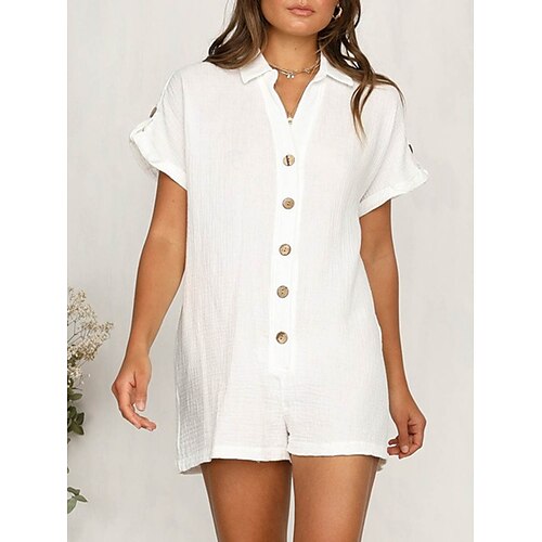 Combishort Femme Bouton Couleur unie Col de Chemise Vacances du quotidien Vacances Standard Manche Courte Noir S Eté
Combishort Femme Bouton Couleur unie Col de Chemise Vacances du quotidien Vacances Standard Manche Courte Noir S Eté