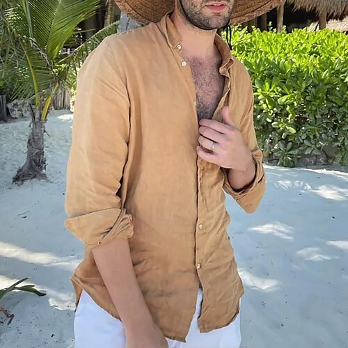 Per uomo camicia di lino Camicia estiva Camicia da spiaggia Cachi Manica lunga Liscio Colletto alla coreana Primavera & Autunno Informale Giornaliero Abbigliamento Bottone giù
Per uomo camicia di lino Camicia estiva Camicia da spiaggia Cachi Manica lunga Liscio Colletto alla coreana Primavera & Autunno Informale Giornaliero Abbigliamento Bottone giù