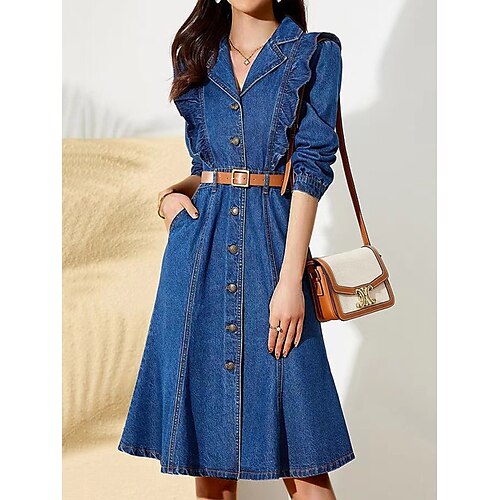 Per donna Abito casual Abito da lavoro Abito camicia di jeans Vestito longuette Denim Elegante Da cerimonia Esterno Ufficio Attività commerciale Colletto Con balze Pulsante Manica lunga Primavera
Per donna Abito casual Abito da lavoro Abito camicia di jeans Vestito longuette Denim Elegante Da cerimonia Esterno Ufficio Attività commerciale Colletto Con balze Pulsante Manica lunga Primavera