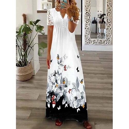 Dame Lang kjole Maxikjole Sommerkjole A Linje Kjole Print kjole Blomstret Sommerfugl Mode Romantik Ferie Ferierejse Strand Blonder Krøllede Folder Kortærmet V-hals Kjole Regulær Hvid Sommer Forår S M
Dame Lang kjole Maxikjole Sommerkjole A Linje Kjole Print kjole Blomstret Sommerfugl Mode Romantik Ferie Ferierejse Strand Blonder Krøllede Folder Kortærmet V-hals Kjole Regulær Hvid Sommer Forår S M