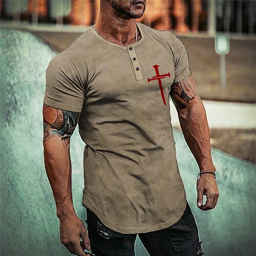 Herre Henly-skjorte T-skjorter Grafisk Kors Henley Klær 3D-utskrift utendørs Avslappet Kortermet Knapp ned Trykt mønster Mote Designer Bekvem
Herre Henly-skjorte T-skjorter Grafisk Kors Henley Klær 3D-utskrift utendørs Avslappet Kortermet Knapp ned Trykt mønster Mote Designer Bekvem