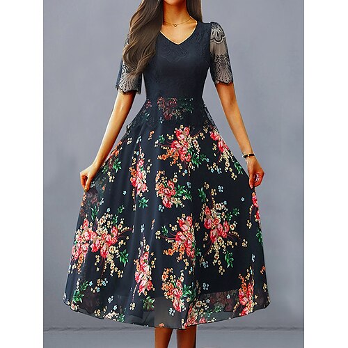 Per donna Vestito casual Abiti in chiffon Vestito svasato Floreale Pizzo Stampa A V Manica in pizzo Vestito longuette Di tendenza Elegante Esterno Strada Manica corta Standard Giallo Rosso Estate
Per donna Vestito casual Abiti in chiffon Vestito svasato Floreale Pizzo Stampa A V Manica in pizzo Vestito longuette Di tendenza Elegante Esterno Strada Manica corta Standard Giallo Rosso Estate