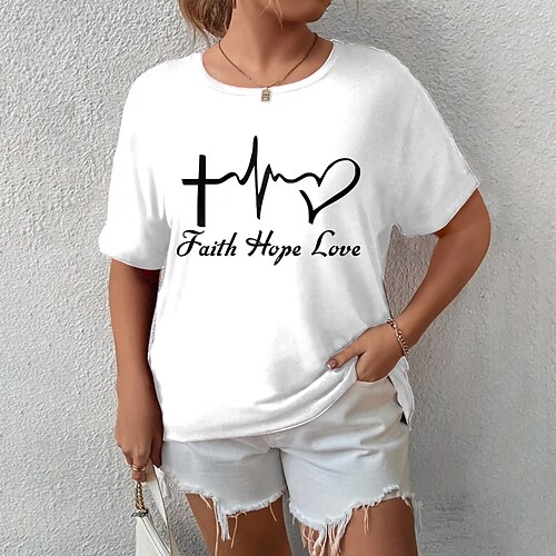 Dame T-shirt Hvid Gul Lyserød Hjerte Tekst Trykt mønster Kortærmet Afslappet Weekend Basale Rund hals Normal Bomuld Maleri Plusstørrelser L
Dame T-shirt Hvid Gul Lyserød Hjerte Tekst Trykt mønster Kortærmet Afslappet Weekend Basale Rund hals Normal Bomuld Maleri Plusstørrelser L