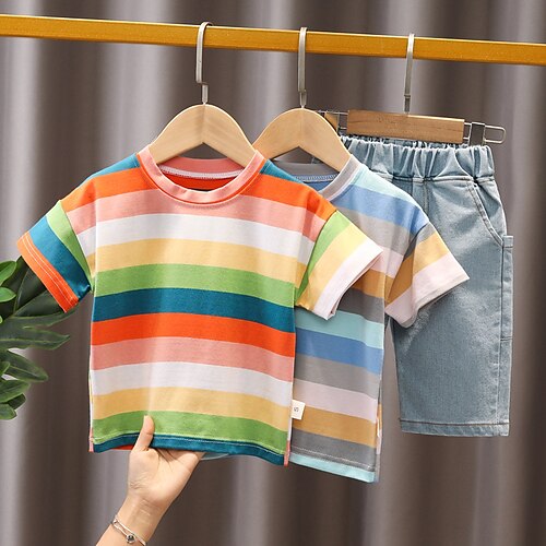 2 Dele Baby Drenge T-shirt & Shorts Outfit Stribe Kortærmet Sæt udendørs Mode Sej Sommer Forår 3-7 år Blå Orange
2 Dele Baby Drenge T-shirt & Shorts Outfit Stribe Kortærmet Sæt udendørs Mode Sej Sommer Forår 3-7 år Blå Orange