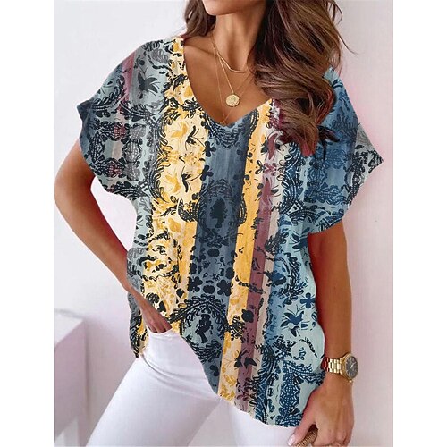 Mulheres Camiseta Preto Branco Cáqui Coração Listrado Imprimir Manga Curta Diário Final de semana Básico Decote V Padrão Pintura S
Mulheres Camiseta Preto Branco Cáqui Coração Listrado Imprimir Manga Curta Diário Final de semana Básico Decote V Padrão Pintura S