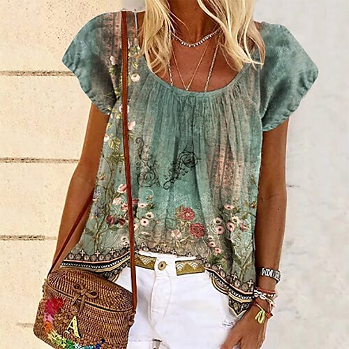 Mujer Camisa Peplo Verde Trébol Floral Estampado Manga Corta Casual Festivos Básico Escote Redondo Regular Flor S
Mujer Camisa Peplo Verde Trébol Floral Estampado Manga Corta Casual Festivos Básico Escote Redondo Regular Flor S