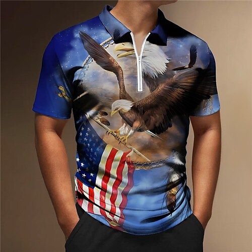 Herre Zip Polo POLO Trøje Golftrøje Grafiske tryk Ørn Amerikansk flag Aftæpning Gul Blå udendørs Gade Kort Ærme Lynlås Trykt mønster Tøj Mode Designer Afslappet Åndbart
Herre Zip Polo POLO Trøje Golftrøje Grafiske tryk Ørn Amerikansk flag Aftæpning Gul Blå udendørs Gade Kort Ærme Lynlås Trykt mønster Tøj Mode Designer Afslappet Åndbart