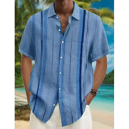 Per uomo camicia di lino Camicia estiva Maglietta informale Camicia da spiaggia Blu Manica corta A strisce Bavero Primavera estate Hawaiano Per eventi Abbigliamento Tasca frontale
Per uomo camicia di lino Camicia estiva Maglietta informale Camicia da spiaggia Blu Manica corta A strisce Bavero Primavera estate Hawaiano Per eventi Abbigliamento Tasca frontale