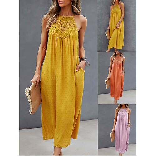 Per donna Vestito casual Abito estivo Abito con scollo all'americana Liscio Schiena scoperta Traforato All'americana Vestito longuette Attivo Di tendenza Esterno Strada Senza maniche Standard Giallo
Per donna Vestito casual Abito estivo Abito con scollo all'americana Liscio Schiena scoperta Traforato All'americana Vestito longuette Attivo Di tendenza Esterno Strada Senza maniche Standard Giallo