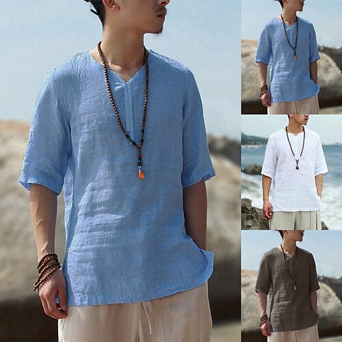 Per uomo camicia di lino Camicia estiva Camicia da spiaggia Bianco Blu Caffè Manica corta Liscio A V Primavera estate Hawaiano Per eventi Abbigliamento Di base
Per uomo camicia di lino Camicia estiva Camicia da spiaggia Bianco Blu Caffè Manica corta Liscio A V Primavera estate Hawaiano Per eventi Abbigliamento Di base