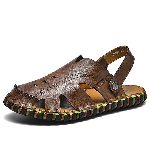Per uomo Sandali Mocassini e Slip-Ons Sandali in pelle Taglie forti Informale Stile da spiaggia Giornaliero Footing Retato Microfibra Traspirante Marrone scuro Nero Cachi Estate Primavera
Per uomo Sandali Mocassini e Slip-Ons Sandali in pelle Taglie forti Informale Stile da spiaggia Giornaliero Footing Retato Microfibra Traspirante Marrone scuro Nero Cachi Estate Primavera