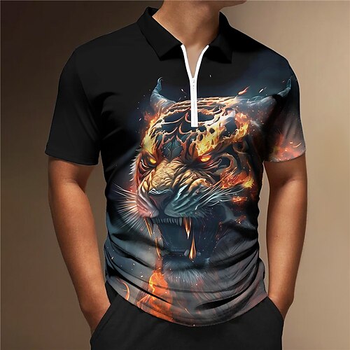 Herre Zip Polo POLO Trøje Golftrøje Dyr Leopard Tiger Grafiske tryk Aftæpning Gul Blå udendørs Gade Kort Ærme Lynlås Trykt mønster Tøj Mode Designer Afslappet Åndbart
Herre Zip Polo POLO Trøje Golftrøje Dyr Leopard Tiger Grafiske tryk Aftæpning Gul Blå udendørs Gade Kort Ærme Lynlås Trykt mønster Tøj Mode Designer Afslappet Åndbart