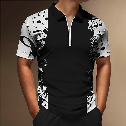 Herre POLO Trøje Zip Polo Golftrøje Grafiske tryk Musik Noder Aftæpning Sort Hvid udendørs Gade Kort Ærme Lynlås Trykt mønster Tøj Mode Designer Afslappet Åndbart
Herre POLO Trøje Zip Polo Golftrøje Grafiske tryk Musik Noder Aftæpning Sort Hvid udendørs Gade Kort Ærme Lynlås Trykt mønster Tøj Mode Designer Afslappet Åndbart