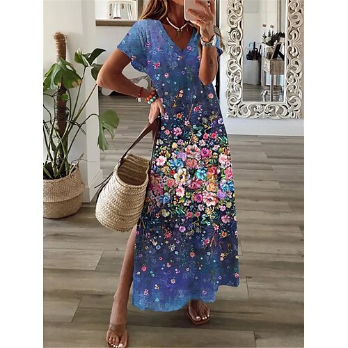 Dame Lang kjole Maxikjole Hverdagskjole Print kjole Blomstret Mode Gade udendørs Daglig I-byen-tøj Delt Trykt mønster Kortærmet V-hals Kjole Regulær Mørkeblå Sommer Forår S M L XL XXL
Dame Lang kjole Maxikjole Hverdagskjole Print kjole Blomstret Mode Gade udendørs Daglig I-byen-tøj Delt Trykt mønster Kortærmet V-hals Kjole Regulær Mørkeblå Sommer Forår S M L XL XXL