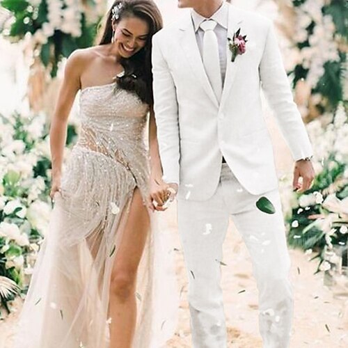 Bianco Uomo Matrimonio in spiaggia Abiti Set da 2 pezzi Tinta unita Taglio sartoriale Monopetto - 2 bottoni 2023
Bianco Uomo Matrimonio in spiaggia Abiti Set da 2 pezzi Tinta unita Taglio sartoriale Monopetto - 2 bottoni 2023