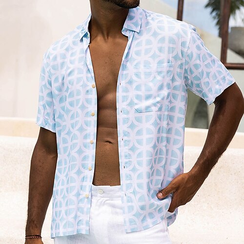 Per uomo Camicia Camicia hawaiana Camicia con bottoni Camicia estiva Maglietta informale Blu Maniche corte Fantasia geometrica Bavero Strada Da mare Tasche Abbigliamento Di tendenza Comodo Hawaiano
Per uomo Camicia Camicia hawaiana Camicia con bottoni Camicia estiva Maglietta informale Blu Maniche corte Fantasia geometrica Bavero Strada Da mare Tasche Abbigliamento Di tendenza Comodo Hawaiano