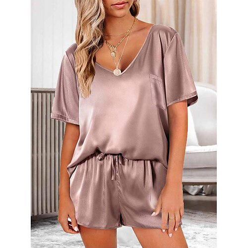 Per donna Pigiami Top e pantalone del pigiama Completi Colore puro Semplice Informale Morbido Interni Giornaliero Da letto Poliestere Traspirante Spacco a V Manica corta maglietta Pantaloncini Estate
Per donna Pigiami Top e pantalone del pigiama Completi Colore puro Semplice Informale Morbido Interni Giornaliero Da letto Poliestere Traspirante Spacco a V Manica corta maglietta Pantaloncini Estate