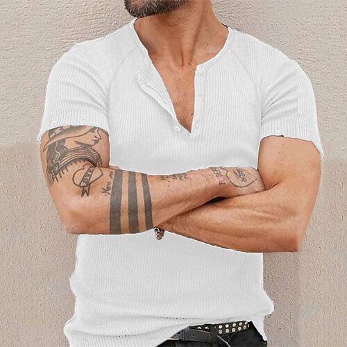 Herre T-shirt Henley-skjorte Cool skjorte Vanlig Slank Plisseret Henley Gade Ferierejse Kort Ærme Tøj Designer Basale Moderne Moderne
Herre T-shirt Henley-skjorte Cool skjorte Vanlig Slank Plisseret Henley Gade Ferierejse Kort Ærme Tøj Designer Basale Moderne Moderne