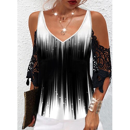 Chemise Chemisier Femme Noir Dégradé de Couleur Dentelle Découpé Manches 3/4 Casual basique Col V Normal Standard S
Chemise Chemisier Femme Noir Dégradé de Couleur Dentelle Découpé Manches 3/4 Casual basique Col V Normal Standard S