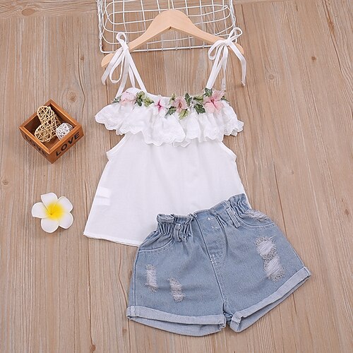 2 deler Baby Jente Blomstret Tank Top & Shorts Set Sett Ermeløs Aktiv Avslappet 3-7 år Sommer Hvit
2 deler Baby Jente Blomstret Tank Top & Shorts Set Sett Ermeløs Aktiv Avslappet 3-7 år Sommer Hvit