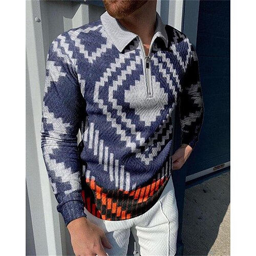 Herre POLO Trøje Zip Polo Golftrøje Tribal Grafiske tryk Årgang Geometri Aftæpning Blå udendørs Gade Langærmet Lynlås Trykt mønster Tøj Mode Gade Designer Blødt
Herre POLO Trøje Zip Polo Golftrøje Tribal Grafiske tryk Årgang Geometri Aftæpning Blå udendørs Gade Langærmet Lynlås Trykt mønster Tøj Mode Gade Designer Blødt