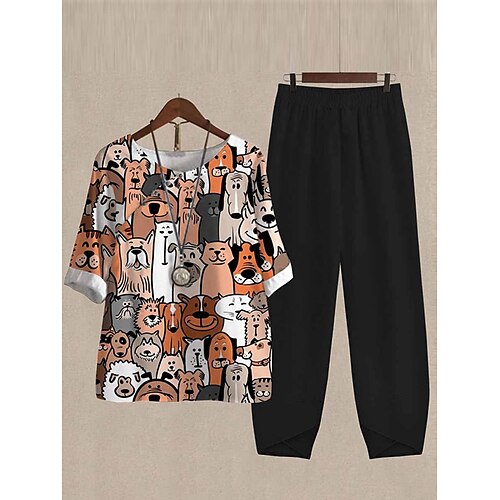 Dame Pyjamas Pyjamas topp og bukse Sett Dyr Tegneserie Mote Fritid Myk Hjem Daglig Seng Polyester Pustende Crew-hals Halvlange ermer T skjorte Bukse Sommer Vår Svart
Dame Pyjamas Pyjamas topp og bukse Sett Dyr Tegneserie Mote Fritid Myk Hjem Daglig Seng Polyester Pustende Crew-hals Halvlange ermer T skjorte Bukse Sommer Vår Svart