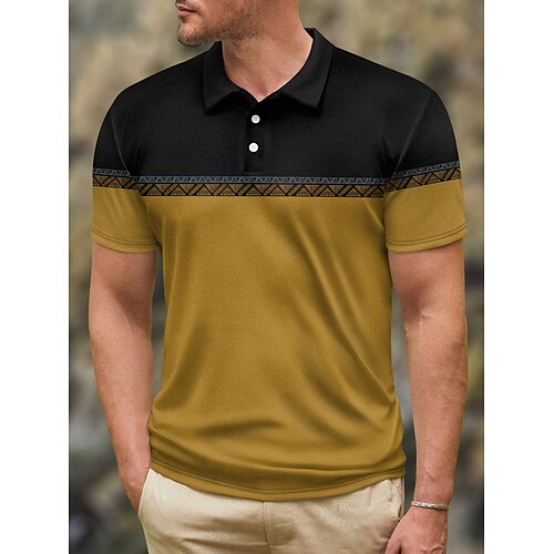 Herre POLO T-skjorte Golf skjorte Fargeblokk Grafiske trykk Aftæpning Gul utendørs Gate Kort Erme Knapp ned Trykt mønster Klær Sport Mote Gatemote Designer
Herre POLO T-skjorte Golf skjorte Fargeblokk Grafiske trykk Aftæpning Gul utendørs Gate Kort Erme Knapp ned Trykt mønster Klær Sport Mote Gatemote Designer