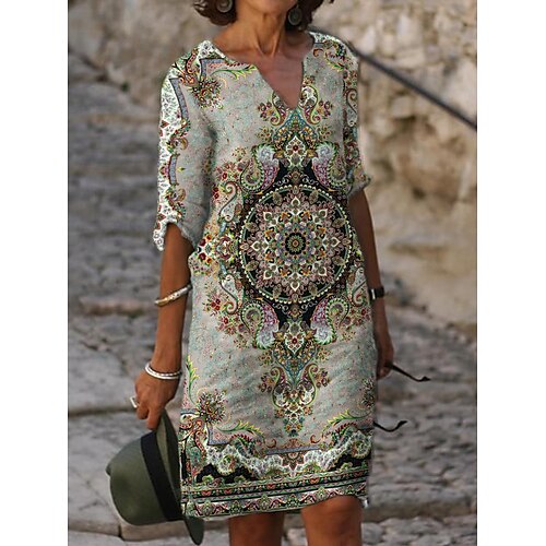 Dame Uformell kjole Etnisk kjole Skiftkjole Blomstret Paisly Trykt mønster V-hals Mini kjole Årgang Etnisk utendørs Daglig Halvlange ermer Løstsittende Gul Blå Grønn Sommer Vår S M L XL XXL
Dame Uformell kjole Etnisk kjole Skiftkjole Blomstret Paisly Trykt mønster V-hals Mini kjole Årgang Etnisk utendørs Daglig Halvlange ermer Løstsittende Gul Blå Grønn Sommer Vår S M L XL XXL