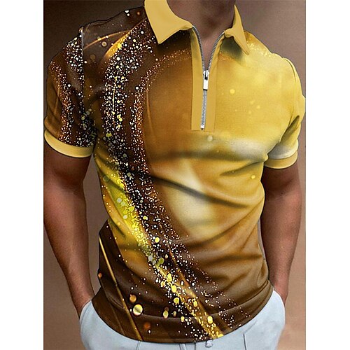 Herre POLO Trøje Zip Polo Golftrøje Hældning Grafiske tryk Lineær Aftæpning Guld udendørs Gade Kort Ærme Lynlås Trykt mønster Tøj Mode Designer Afslappet Åndbart
Herre POLO Trøje Zip Polo Golftrøje Hældning Grafiske tryk Lineær Aftæpning Guld udendørs Gade Kort Ærme Lynlås Trykt mønster Tøj Mode Designer Afslappet Åndbart