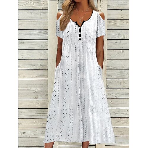 Dame Afslappet påklædning Hvid kjole Sommerkjole Vanlig Krøllede Folder Knap V-hals Midikjole Basale Klassisk udendørs Daglig Kortærmet Løstsiddende Hvid Sommer Forår S M L XL XXL
Dame Afslappet påklædning Hvid kjole Sommerkjole Vanlig Krøllede Folder Knap V-hals Midikjole Basale Klassisk udendørs Daglig Kortærmet Løstsiddende Hvid Sommer Forår S M L XL XXL