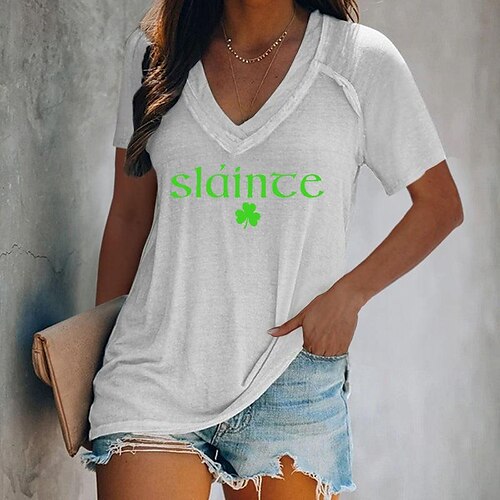 T shirt Tee Femme Blanche Vert Gris Feuille Texte Imprimer Manche Courte du quotidien Fin de semaine Col V Normal Standard Fleur Peinture S
T shirt Tee Femme Blanche Vert Gris Feuille Texte Imprimer Manche Courte du quotidien Fin de semaine Col V Normal Standard Fleur Peinture S