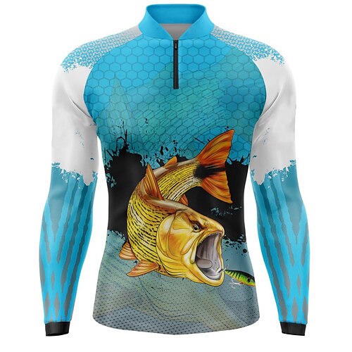 Homens Camisa de pesca Exterior Manga Longa Proteção UV Respirável Leve Redutor de Suor Secagem Rápida Blusas Verão Primavera Ao ar livre Pesca Azul
Homens Camisa de pesca Exterior Manga Longa Proteção UV Respirável Leve Redutor de Suor Secagem Rápida Blusas Verão Primavera Ao ar livre Pesca Azul