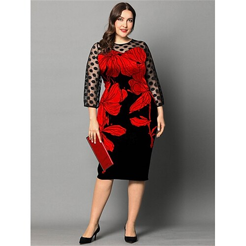 Dame Store størrelser Arbeidskjole Kroppstett Kjole Tubekjole Grafisk Blomstret Midikjole 3/4 ermer Trykt mønster Crew-hals Elegant Daglig Svart Rød Sommer Vår L XL 2XL 3XL 4XL
Dame Store størrelser Arbeidskjole Kroppstett Kjole Tubekjole Grafisk Blomstret Midikjole 3/4 ermer Trykt mønster Crew-hals Elegant Daglig Svart Rød Sommer Vår L XL 2XL 3XL 4XL