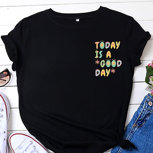 Mulheres Camiseta Preto Branco Rosa Letra Imprimir Manga Curta Diário Final de semana Básico Decote Redondo Padrão Algodão Pintura S
Mulheres Camiseta Preto Branco Rosa Letra Imprimir Manga Curta Diário Final de semana Básico Decote Redondo Padrão Algodão Pintura S