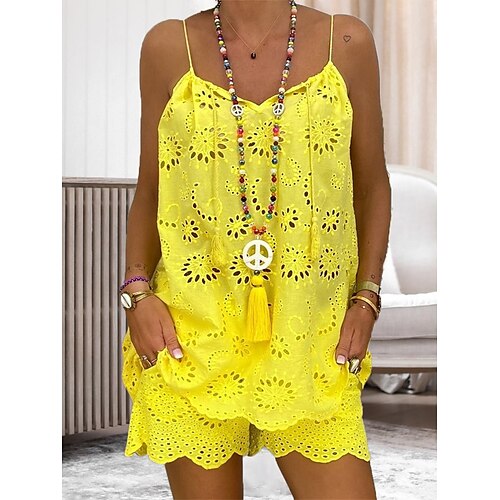 Per donna loungewear Completi Colore puro Essenziale Informale Comoda Interni Giornaliero Da mare Cotone Traspirante cinghie Senza maniche Senza maniche Pantaloncini Schiena scoperta Strappato Estate
Per donna loungewear Completi Colore puro Essenziale Informale Comoda Interni Giornaliero Da mare Cotone Traspirante cinghie Senza maniche Senza maniche Pantaloncini Schiena scoperta Strappato Estate