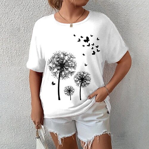 Dame T-shirt Sort Hvid Sommerfugl Mælkebøtte Trykt mønster Kortærmet Daglig Weekend Basale Rund hals Normal Plusstørrelser L
Dame T-shirt Sort Hvid Sommerfugl Mælkebøtte Trykt mønster Kortærmet Daglig Weekend Basale Rund hals Normal Plusstørrelser L