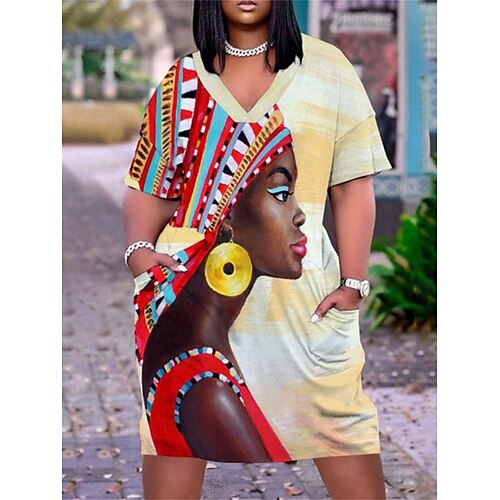 Per donna Plus Size Abito casual Abito a T shirt Vestito a trapezio Pop art Alfabetico Vestito longuette Manica corta Tasche Stampa A V Di tendenza Esterno Bianco Beige Estate Primavera L XL XXL 3XL
Per donna Plus Size Abito casual Abito a T shirt Vestito a trapezio Pop art Alfabetico Vestito longuette Manica corta Tasche Stampa A V Di tendenza Esterno Bianco Beige Estate Primavera L XL XXL 3XL