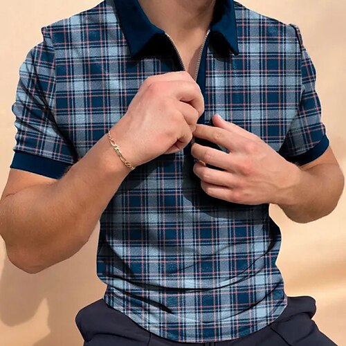 Herre POLO T-skjorte Zip Polo Sport & Utendørs Avslappet Knaphul Quarter Zip Kortermet Mote Gatemote Ruter Quarter Zip Vår sommer Blå POLO T-skjorte
Herre POLO T-skjorte Zip Polo Sport & Utendørs Avslappet Knaphul Quarter Zip Kortermet Mote Gatemote Ruter Quarter Zip Vår sommer Blå POLO T-skjorte