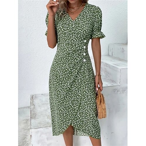 Women's Casual Dress Wrap Dress Floral Dress Floral Button Print V Neck Midi Dress Fashion Classic Daily Holiday Short Sleeve Regular Fit Black Yellow Pink Summer Spring S M L XL XXL
Women's Casual Dress Wrap Dress Floral Dress Floral Button Print V Neck Midi Dress Fashion Classic Daily Holiday Short Sleeve Regular Fit Black Yellow Pink Summer Spring S M L XL XXL