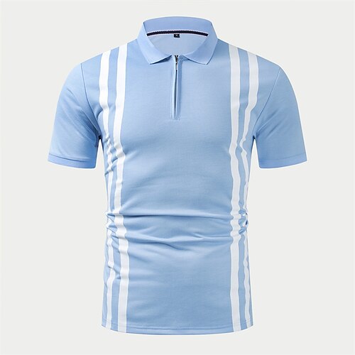 Herre POLO T-skjorte Golf skjorte Avslappet Ferie Knaphul Quarter Zip Kortermet Mote Grunnleggende Stripe Quarter Zip Sommer Normal Himmelblå POLO T-skjorte
Herre POLO T-skjorte Golf skjorte Avslappet Ferie Knaphul Quarter Zip Kortermet Mote Grunnleggende Stripe Quarter Zip Sommer Normal Himmelblå POLO T-skjorte