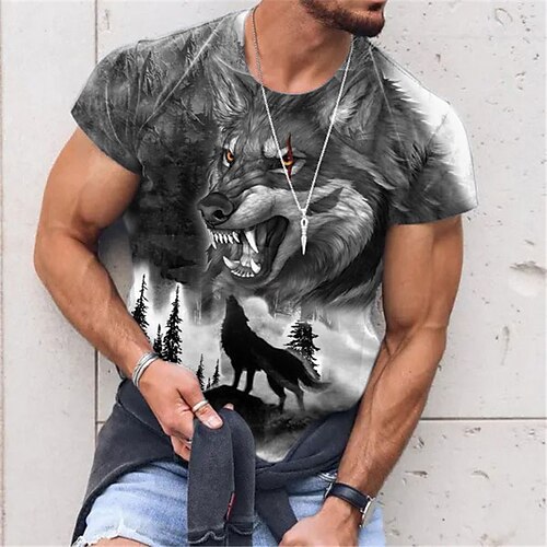 Herre T-shirt T-Shirts Grafisk Dyr Ulv Rund hals Tøj 3D-udskrivning udendørs Afslappet Kortærmet Trykt mønster Årgang Mode Designer
Herre T-shirt T-Shirts Grafisk Dyr Ulv Rund hals Tøj 3D-udskrivning udendørs Afslappet Kortærmet Trykt mønster Årgang Mode Designer