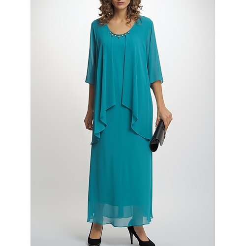 Tube / kolonne Kjole til brudens mor Bryllupsgæst Enkel Elegant Scoop hals Ankellængde Chiffon Halvlange ærmer med Plissé Perlearbejde 2023
Tube / kolonne Kjole til brudens mor Bryllupsgæst Enkel Elegant Scoop hals Ankellængde Chiffon Halvlange ærmer med Plissé Perlearbejde 2023