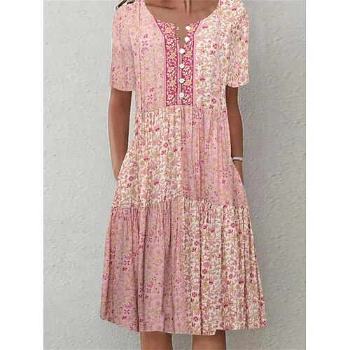 Per donna Vestito casual vestito a flori Abito estivo Floreale Increspato Pulsante Girocollo Vestito longuette Di tendenza Moderno Esterno Giornaliero Manica corta Standard Rosa Estate Primavera S M
Per donna Vestito casual vestito a flori Abito estivo Floreale Increspato Pulsante Girocollo Vestito longuette Di tendenza Moderno Esterno Giornaliero Manica corta Standard Rosa Estate Primavera S M