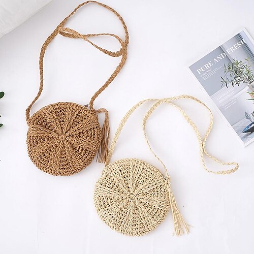 Dame Crossbody taske Halmpose Strå Handle ind Daglig Stor kapacitet Vandtæt Åndbart Helfarve Brun Beige
Dame Crossbody taske Halmpose Strå Handle ind Daglig Stor kapacitet Vandtæt Åndbart Helfarve Brun Beige