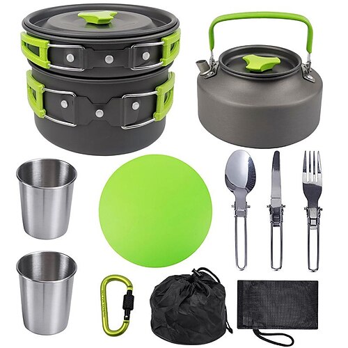 Camping-Kochgeschirr-Set für den Außenbereich, tragbarer Campingtopf, 2-3 Personen, wildes Picknick, Grillgeschirr, Topf, Reisepfanne, Wandern, Picknick-Werkzeuge
Camping-Kochgeschirr-Set für den Außenbereich, tragbarer Campingtopf, 2-3 Personen, wildes Picknick, Grillgeschirr, Topf, Reisepfanne, Wandern, Picknick-Werkzeuge