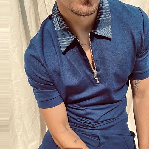 Herre POLO T-skjorte Zip Polo Sport & Utendørs Avslappet Knaphul Quarter Zip Kortermet Mote Gatemote عادي Quarter Zip Vår sommer Blå POLO T-skjorte
Herre POLO T-skjorte Zip Polo Sport & Utendørs Avslappet Knaphul Quarter Zip Kortermet Mote Gatemote عادي Quarter Zip Vår sommer Blå POLO T-skjorte