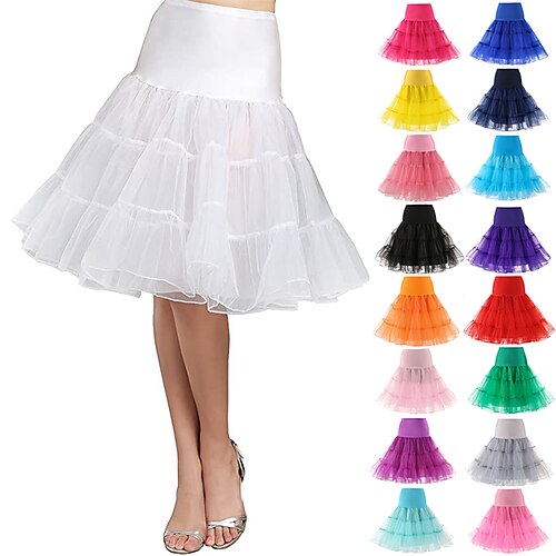 

Audrey Hepburn 1950s Princess Petticoat Hoop Skirt Tutu Under Skirt Crinoline Tulle Skirt Women's Costume Vintage Cosplay Party / Evening Prom Short / Mini Skirt