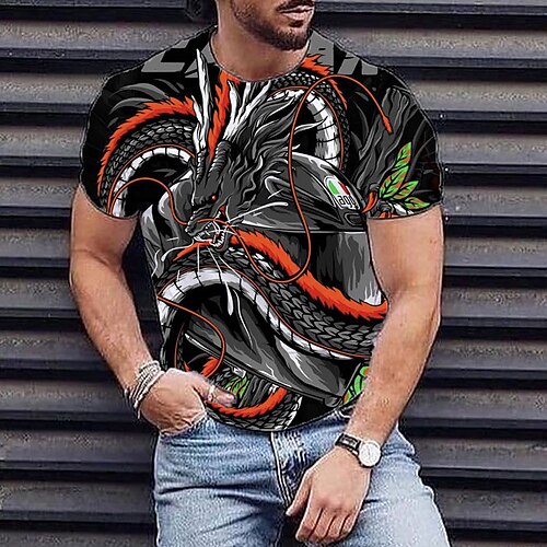 Herre T skjorte T-skjorter Grafisk Dyr Drage Crew-hals Klær 3D-utskrift utendørs Avslappet Kortermet Trykt mønster Årgang Mote Designer
Herre T skjorte T-skjorter Grafisk Dyr Drage Crew-hals Klær 3D-utskrift utendørs Avslappet Kortermet Trykt mønster Årgang Mote Designer