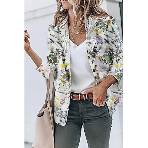 Dame Blazer Ferierejse Knap Blomstret Enkel Regulær Overtøj Langærmet Forår Hvid S
Dame Blazer Ferierejse Knap Blomstret Enkel Regulær Overtøj Langærmet Forår Hvid S